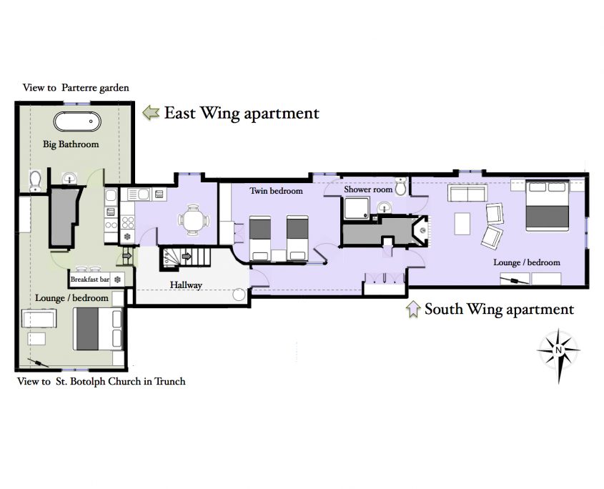 East wing apartment is situated in 16th century part of Swafield Hall